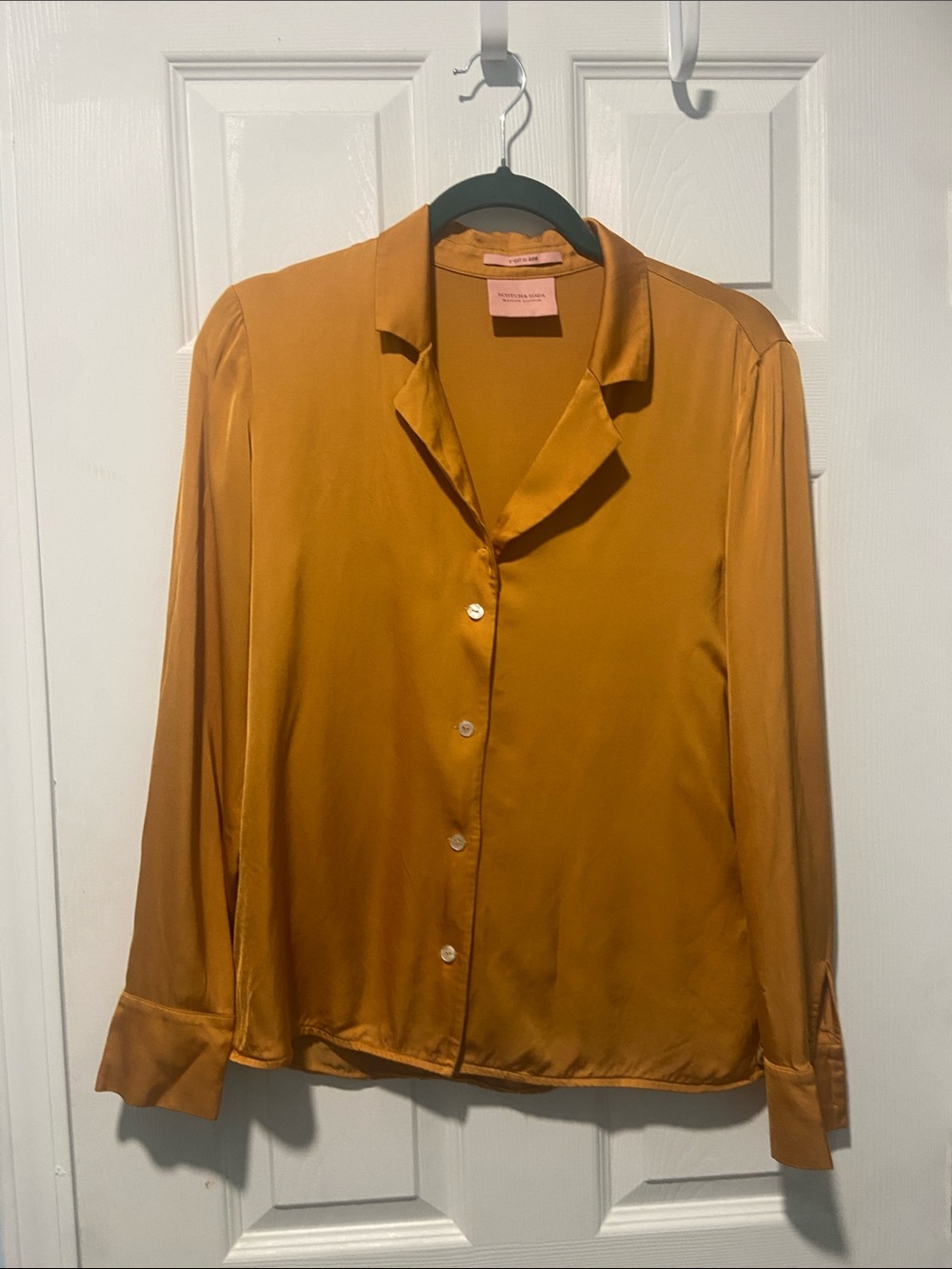Scotch & Soda Golden Mustard Satin Button-Down Blouse